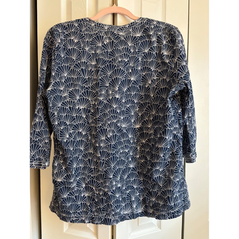 Talbots Petite Medium Navy & White Printed 100% Cotton Tunic – 3/4 Sleeves - Picture 4 of 8